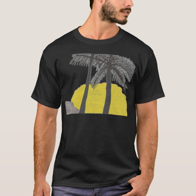 Palm Tree Sunrise Silhouette Mens Tshirt (Front)