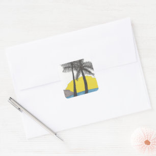 Palm Tree Sunrise Silhouette Square Sticker