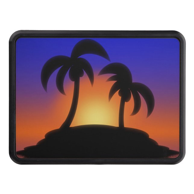 Palm Tree Sunrise Trailer Hitch Cover (Front)
