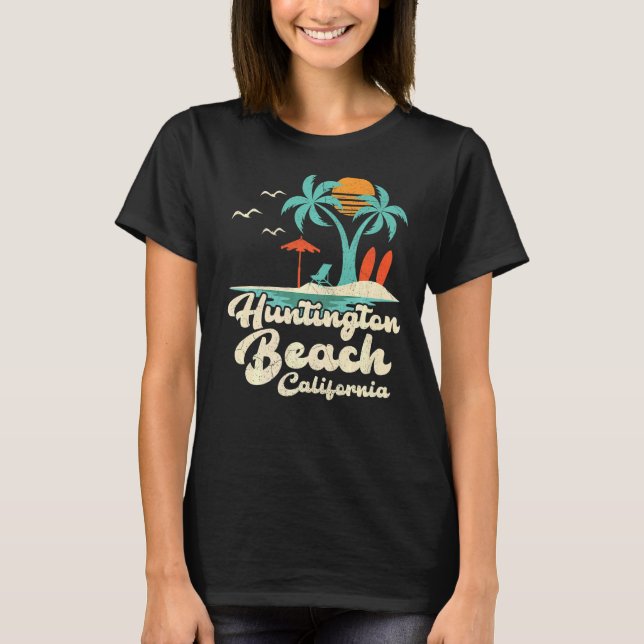Palm Tree Sunset Beach Vacation California Hunting T-Shirt (Front)