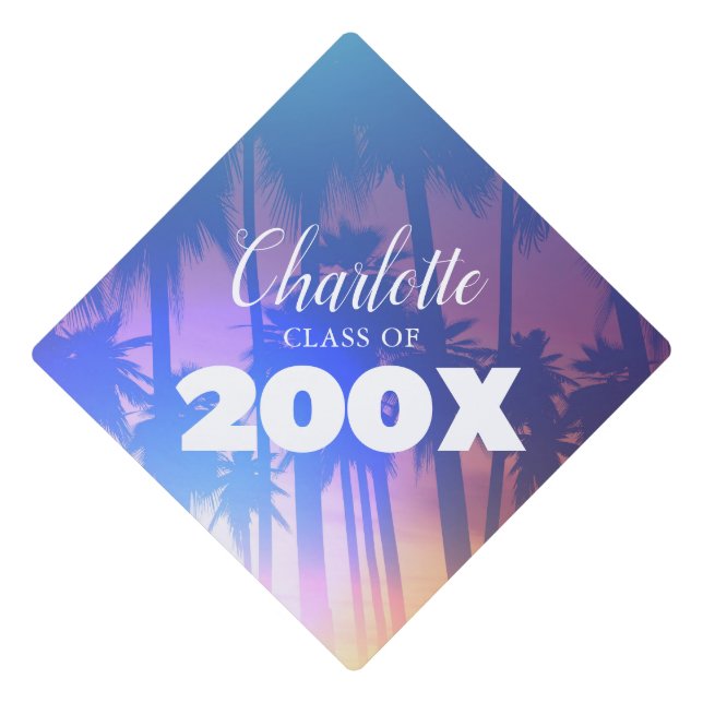 Palm Tree Sunset Class Of 2022 Tassel Topper (Front)