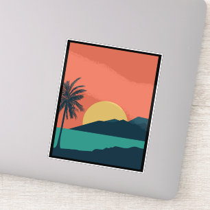 Palm Tree Sunset, Island, Boho Abstract Art
