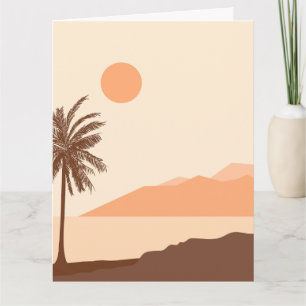 Palm Tree Sunset, Island, Boho Abstract Art Card