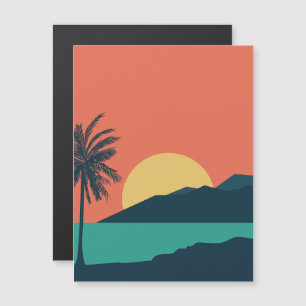 Palm Tree Sunset, Island, Boho Abstract Art Magnetic Invitation
