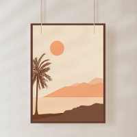 Palm Tree Sunset, Island, Boho Abstract Art
