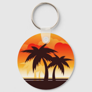 Palm Tree Sunset - Key Chain