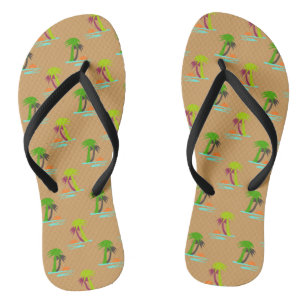 Palm Tree Sunset on Sea Pattern Customizable Flip Flops