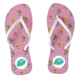Palm Tree Sunset on Sea Pattern Customizable Flip Flops