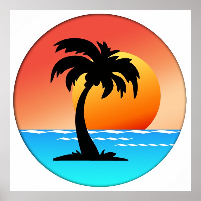 Palm Tree Sunset Poster (Front)