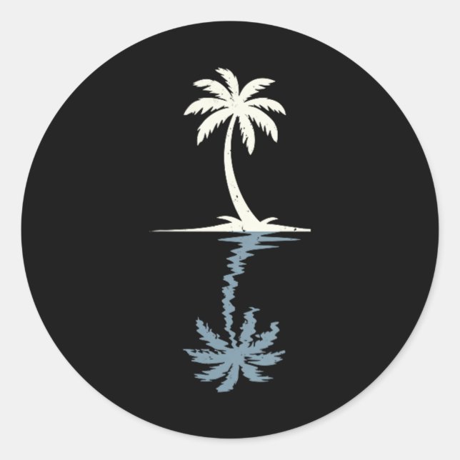 Palm Tree Sunset Trocal Beach Vacation Summer Men Classic Round Sticker (Front)