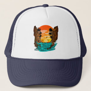 Palm Tree Sunset Trucker Hat
