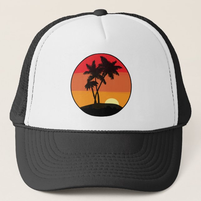 Palm Tree Sunset Trucker Hat (Front)