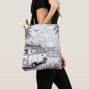 Palm Tree Surf Escape Colouring  Tote Bag