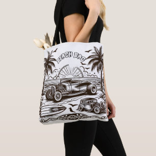 Palm Tree Surf Ride Colouring  Tote Bag