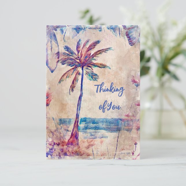 Palm tree Thinking of you card Flat Note Card (Standing Front)
