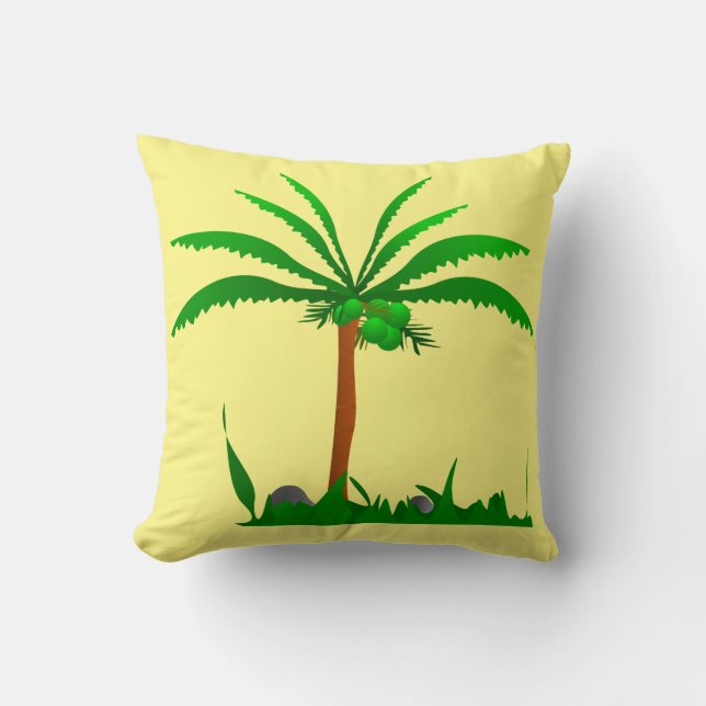 Palm Tree Throw Pillow (Front)