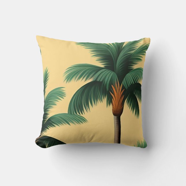 Palm Tree Throw Pillow (Front)