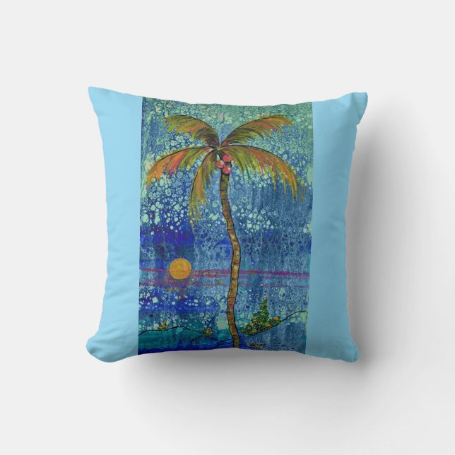 Palm Tree Throw Pillow (Front)