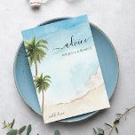 Palm Tree Tropical Beach Destination Wedding Advice Card<br><div class="desc">These elegant,  watercolor advice cards would make a wonderful addition to your bridal shower supplies! Easily customize the text by clicking on the "personalize" option.</div>