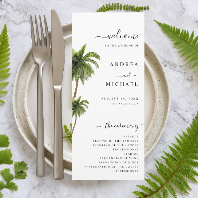 Palm Tree Tropical Beach Destination Wedding Program (Creator Uploaded)