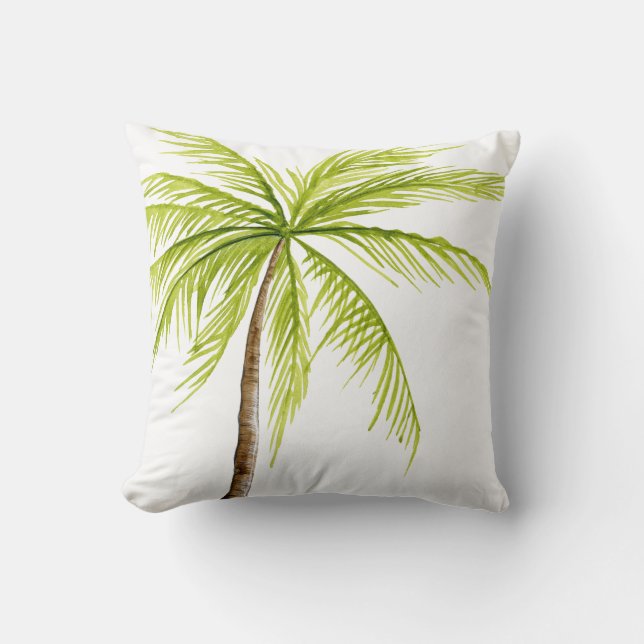 Palm tree tropical beach island decor throw pillow (Front)