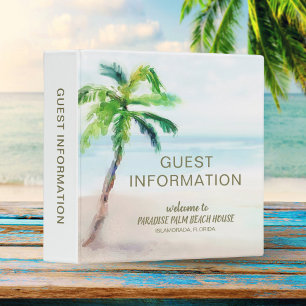 Palm Tree Tropical Beach Rental Guest Information Binder