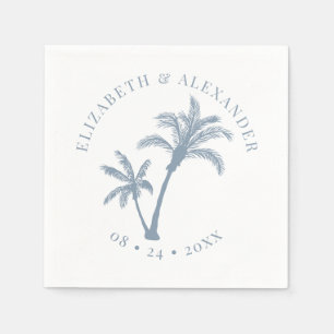 Palm Tree Tropical Beach Wedding Dusty Blue Napkin
