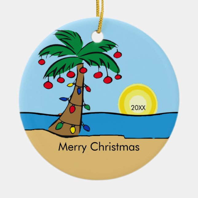 Palm Tree Tropical Christmas Ornament (Front)