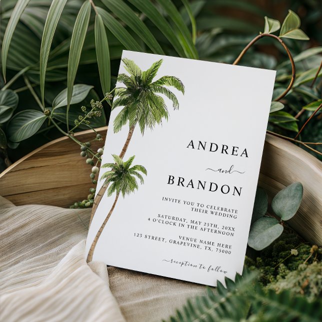 Palm Tree Tropical Destination Wedding All in One Invitation (Creator Uploaded)