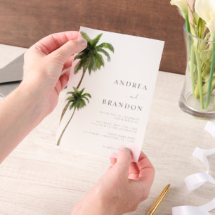 Palm Tree Tropical Destination Wedding  Vellum Invitations