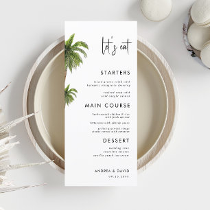Palm Tree Tropical Exotic Let's Eat Beach Wedding Menu