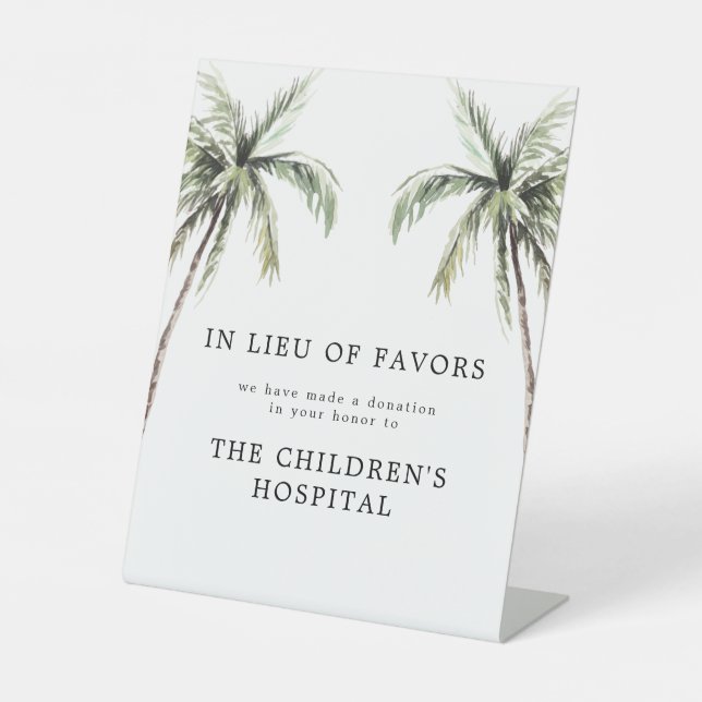 Palm Tree Tropical | In Lieu of Favours Pedestal Sign (Front)