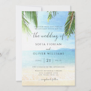 Palm Tree Tropical Island Beach Mariage Invitation