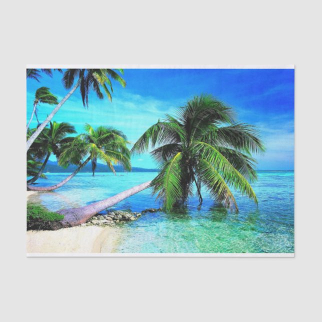 Palm Tree Tropical Island Beach Tissue Paper (Front)