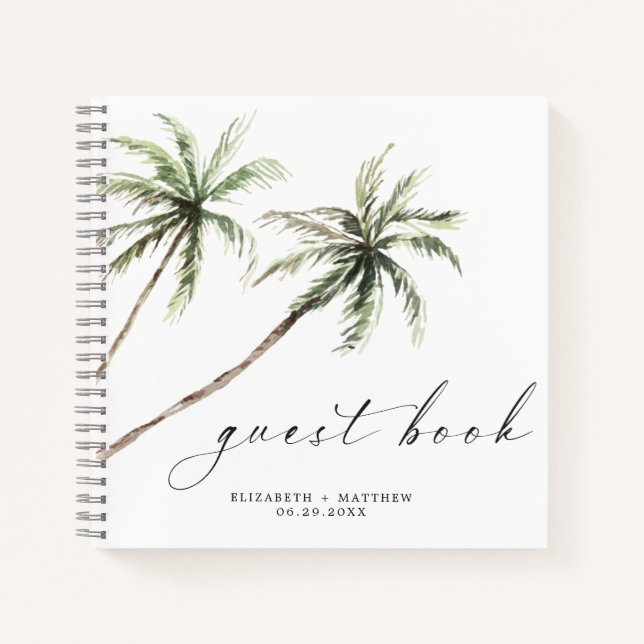 Palm Tree Tropical | Livre d'invité Mariage minima (Devant)