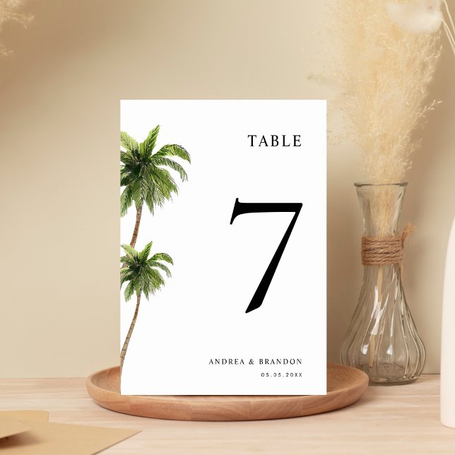 Palm Tree Tropical Minimal Mariage Numéro de table (Créateur téléchargé)