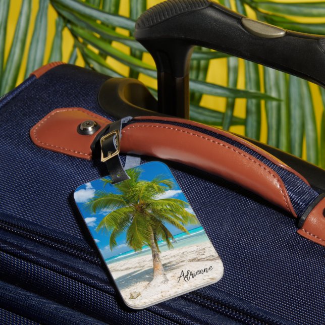Palm Tree Tropical Paradise Personalized Luggage Tag (Front Insitu 1)