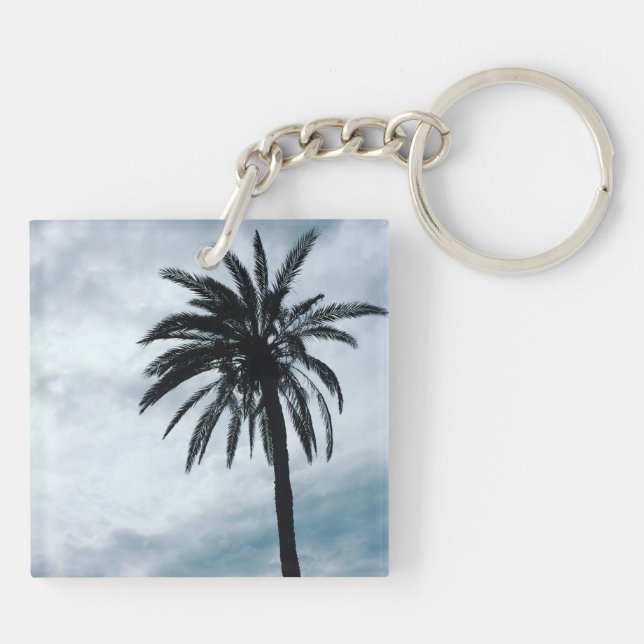 Palm tree tropical photo key ring (Back)