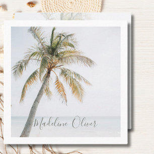 Palm Tree Tropical QR Code Modern  Square Business Card