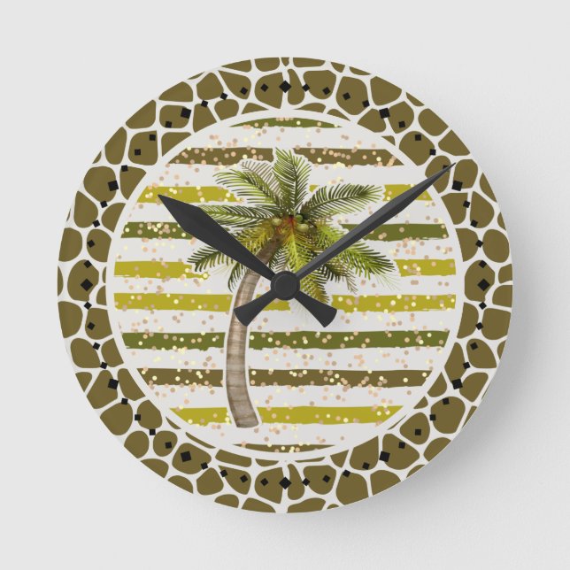 Palm Tree Tropical Round Clock (Front)