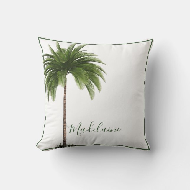Palm Tree Tropical Vintage Elegant Personal Throw Pillow (Front)