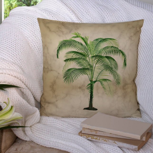 Palm Tree Tropical Vintage  Elegant Throw Pillow (Creator Uploaded)
