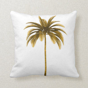 Palm Tree Vintage Brown Tropical Elegant Throw Pillow
