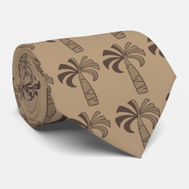 Palm Tree Vintage Hawaiian Two-sided Printed Tie (Rolled)