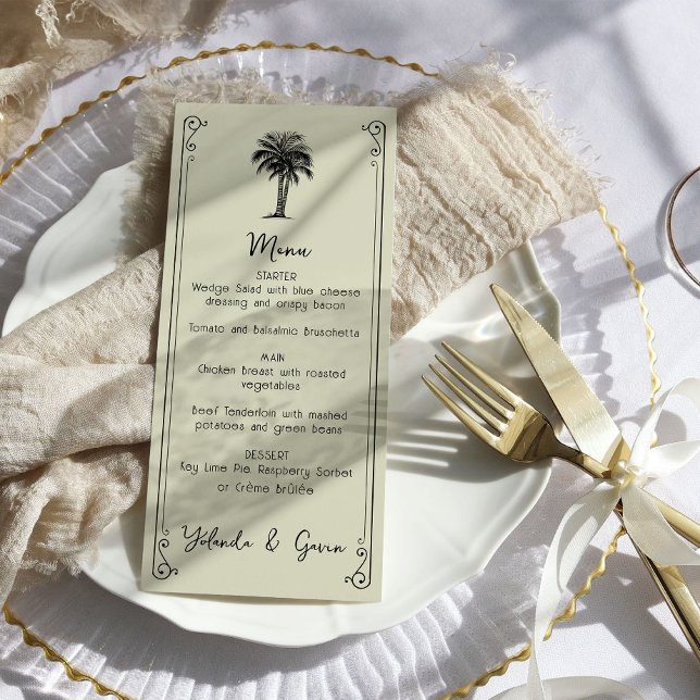 Palm Tree vintage Menu Mariage élégant (Wedding Menu - from my Vintage Palm Wedding Collection
)