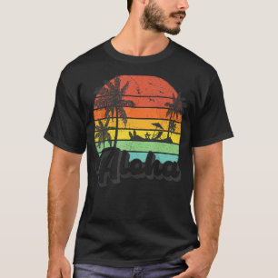Palm Tree Vintage Retro Summer Vacation Hawaii Alo T-Shirt