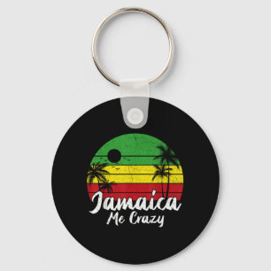 Palm Tree Vintage Retro Sunset Jamaica Crazy Keychain