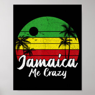 Palm Tree Vintage Retro Sunset Jamaica Crazy Poster