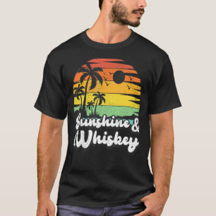 Palm Tree Vintage Sunset Sunshine And Whiskey Beac T-Shirt
