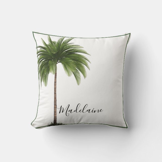 Palm Tree Vintage Tropical Elegant Personal Throw Pillow (Front)
